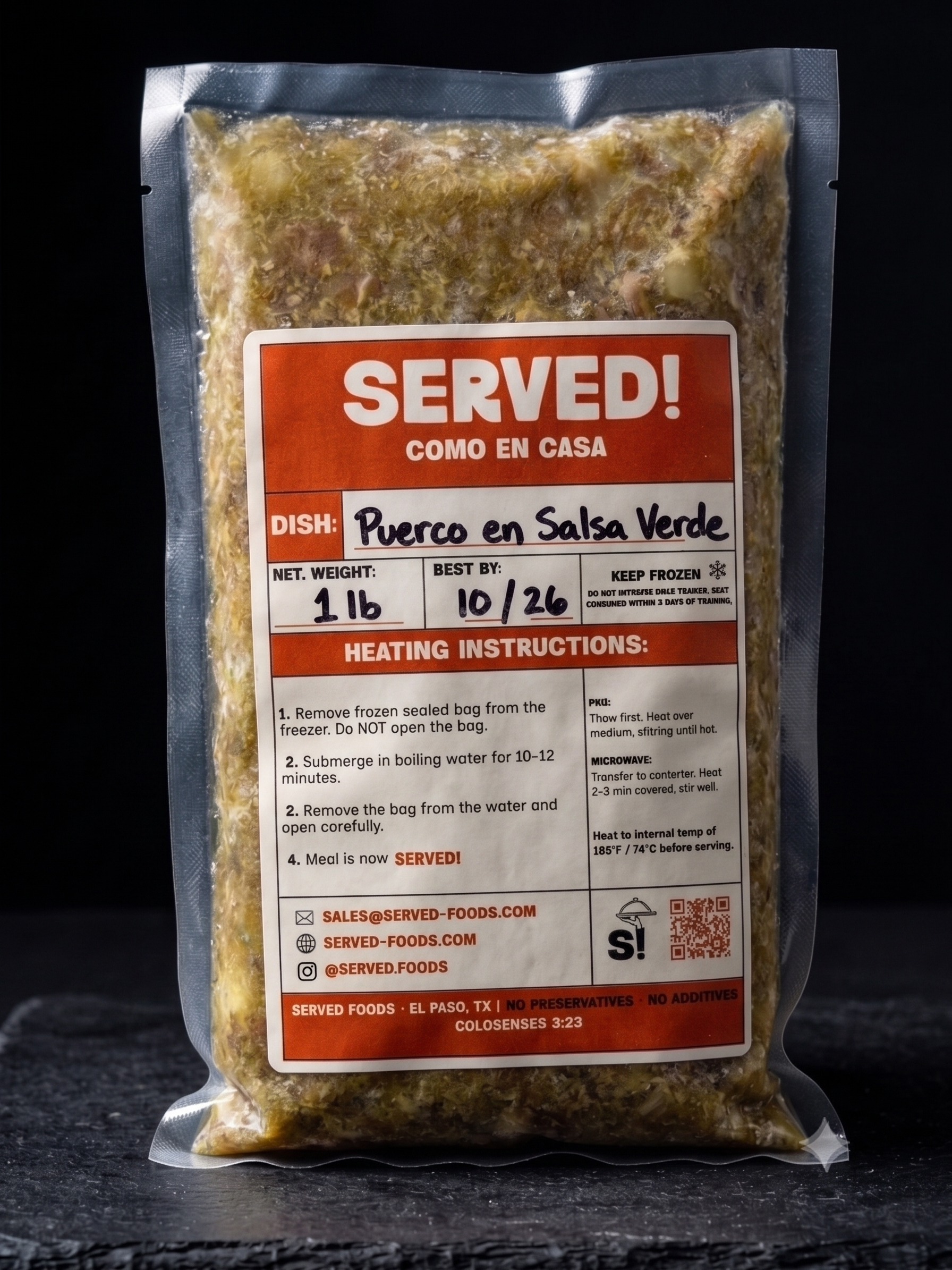 Puerco en salsa verde 1 lb (2-3 servings)