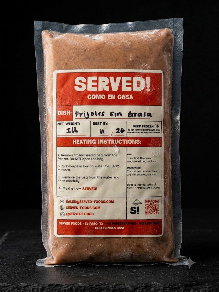 Frijoles sin grasa 1 lb (2-3 servings)